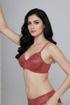 Zivame Bare Whispers Padded Non Wired Medium Coverage Lace Bra - Dusty Cedar — thumbnail 1
